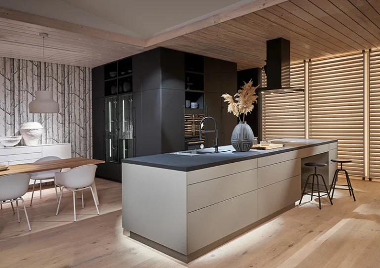 Häcker handleless German kitchen with sleek modern cabinetry and luxury minimalist design